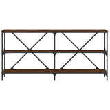 Console Table Brown Oak 160x30x75 cm Engineered Wood and Iron