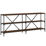 Console Table Brown Oak 180x30x75 cm Engineered Wood and Iron