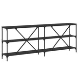 Console Table Black 200x30x75 cm Engineered Wood and Iron