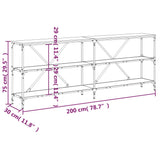 Console Table Black 200x30x75 cm Engineered Wood and Iron
