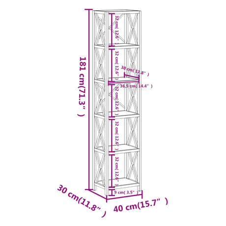 6-Tier Shelf 40X30X Solid Wood Oak