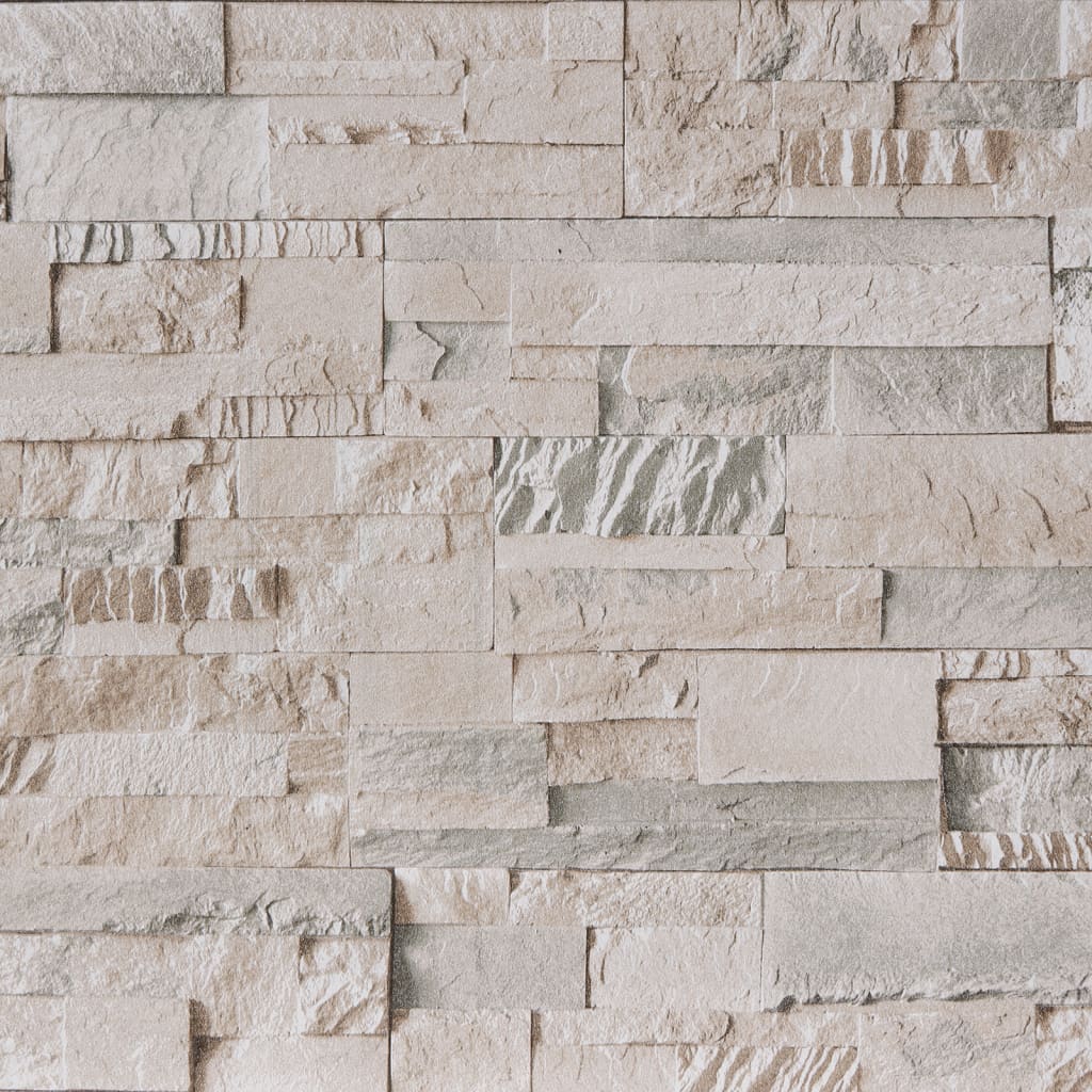 Wallpaper 3D Stone Look Grey And 10X0.53 M Non-Woven