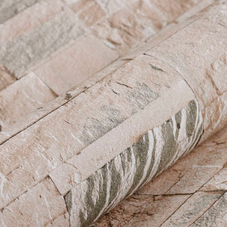 Wallpaper 3D Stone Look Grey And 10X0.53 M Non-Woven
