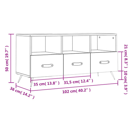 Tv Cabinet 102X36X50 Cm Engineered Wood