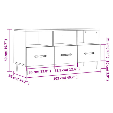 Tv Cabinet 102X36X50 Cm Engineered Wood
