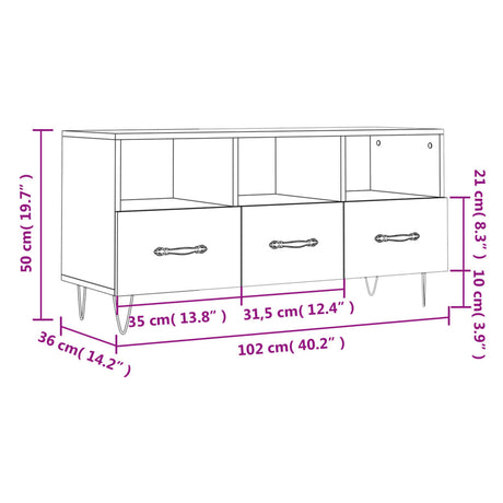 Tv Cabinet 102X36X50 Cm Engineered Wood