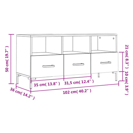 Tv Cabinet 102X36X50 Cm Engineered Wood