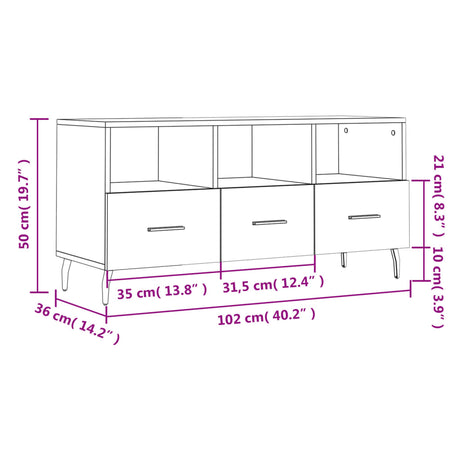 Tv Cabinet 102X36X50 Cm Engineered Wood