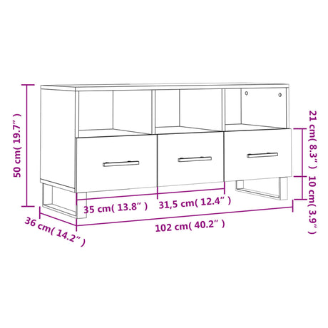 Tv Cabinet 102X36X50 Cm Engineered Wood