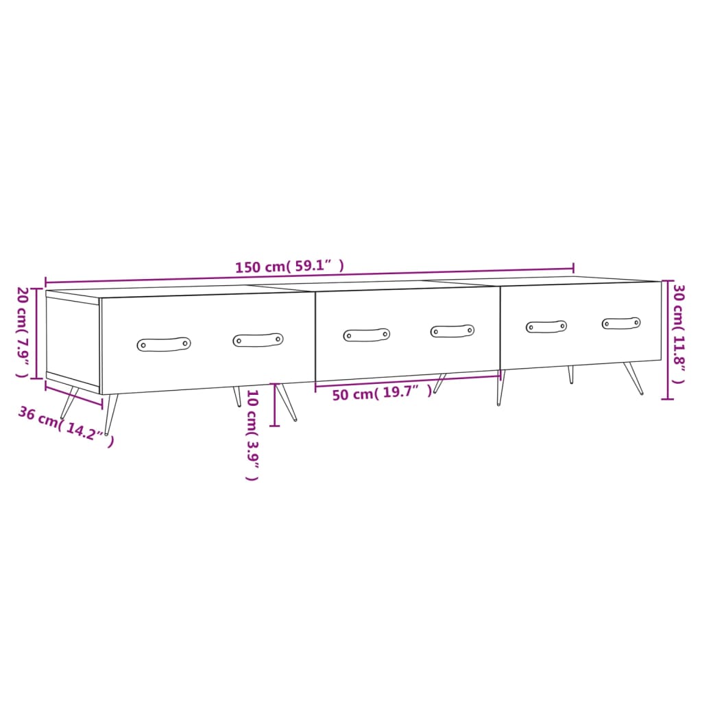 Tv Cabinet 150X36X30 Cm Engineered Wood