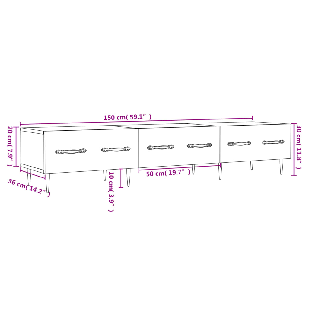 Tv Cabinet 150X36X30 Cm Engineered Wood
