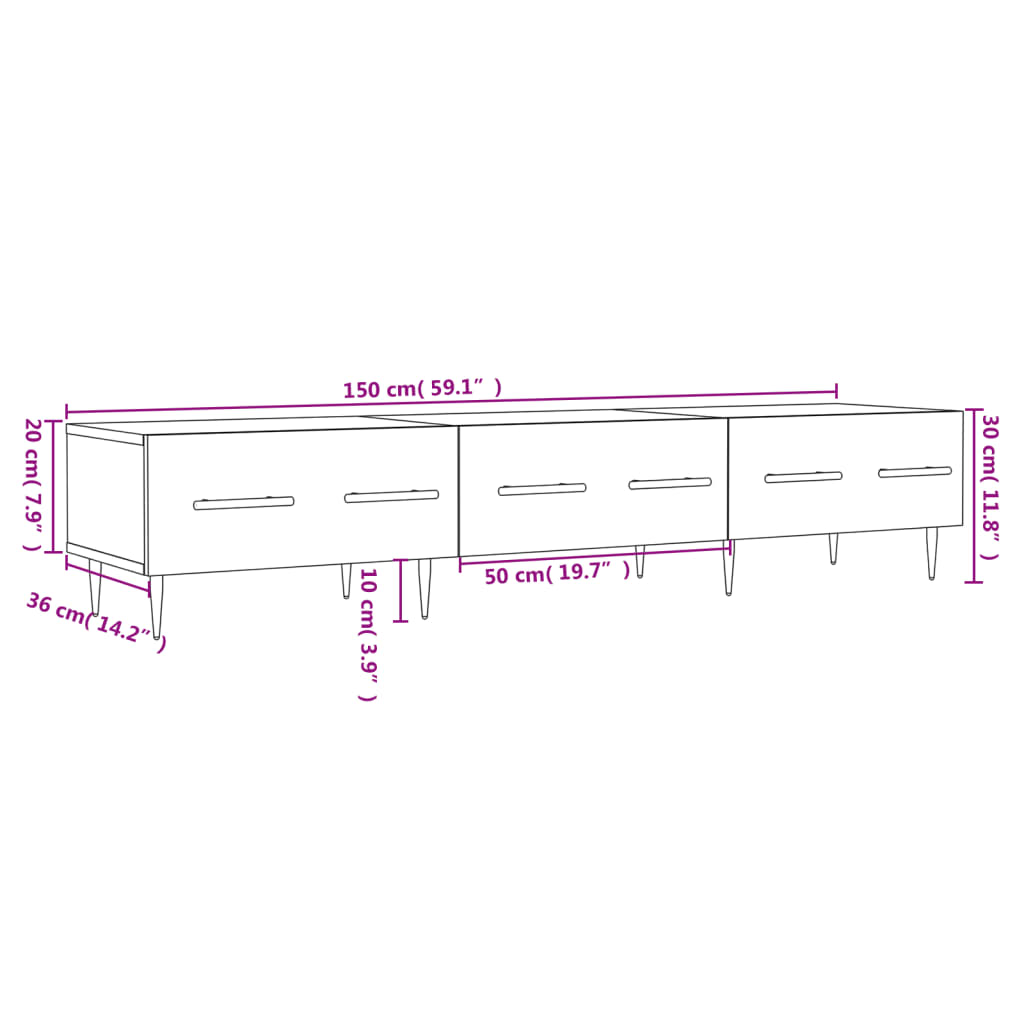 Tv Cabinet 150X36X30 Cm Engineered Wood
