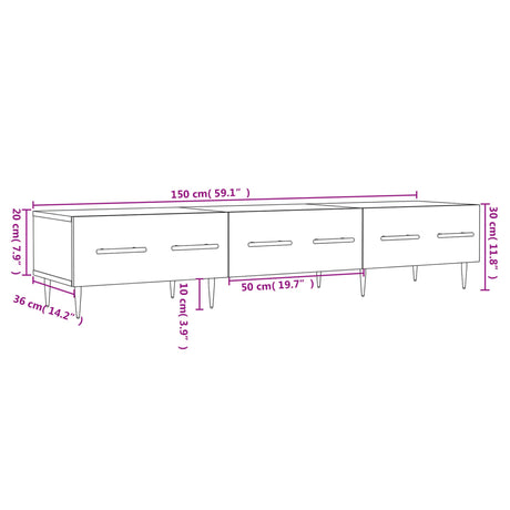 Tv Cabinet 150X36X30 Cm Engineered Wood