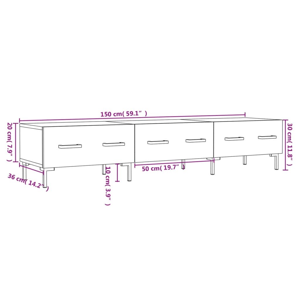 Tv Cabinet 150X36X30 Cm Engineered Wood