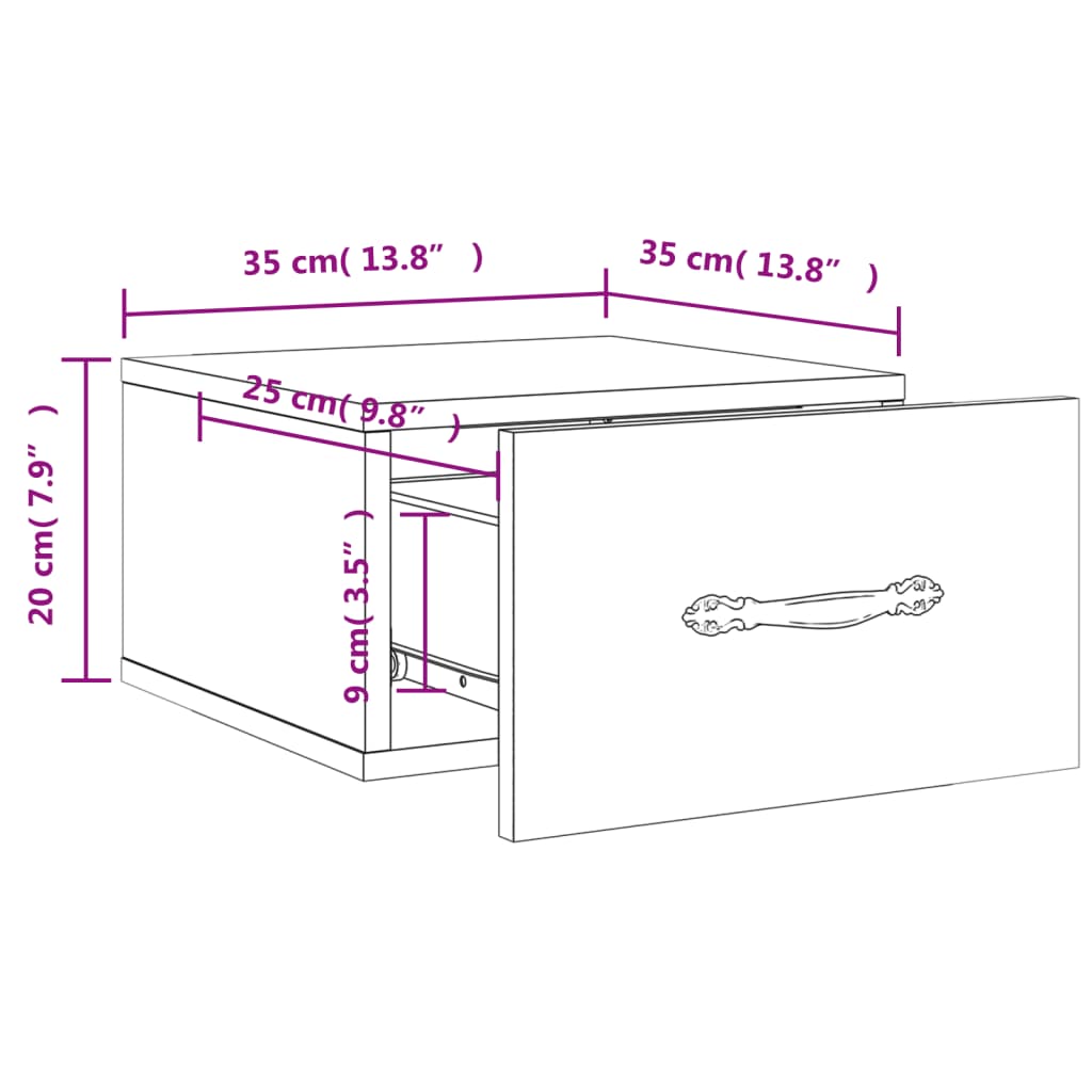 Wall-Mounted Bedside Cabinet 35X35X20 Cm