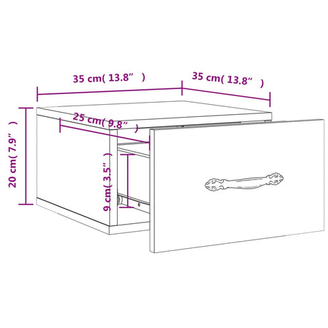 Wall-Mounted Bedside Cabinet 35X35X20 Cm
