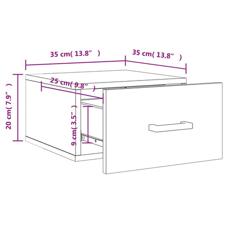 Wall-Mounted Bedside Cabinet 35X35X20 Cm