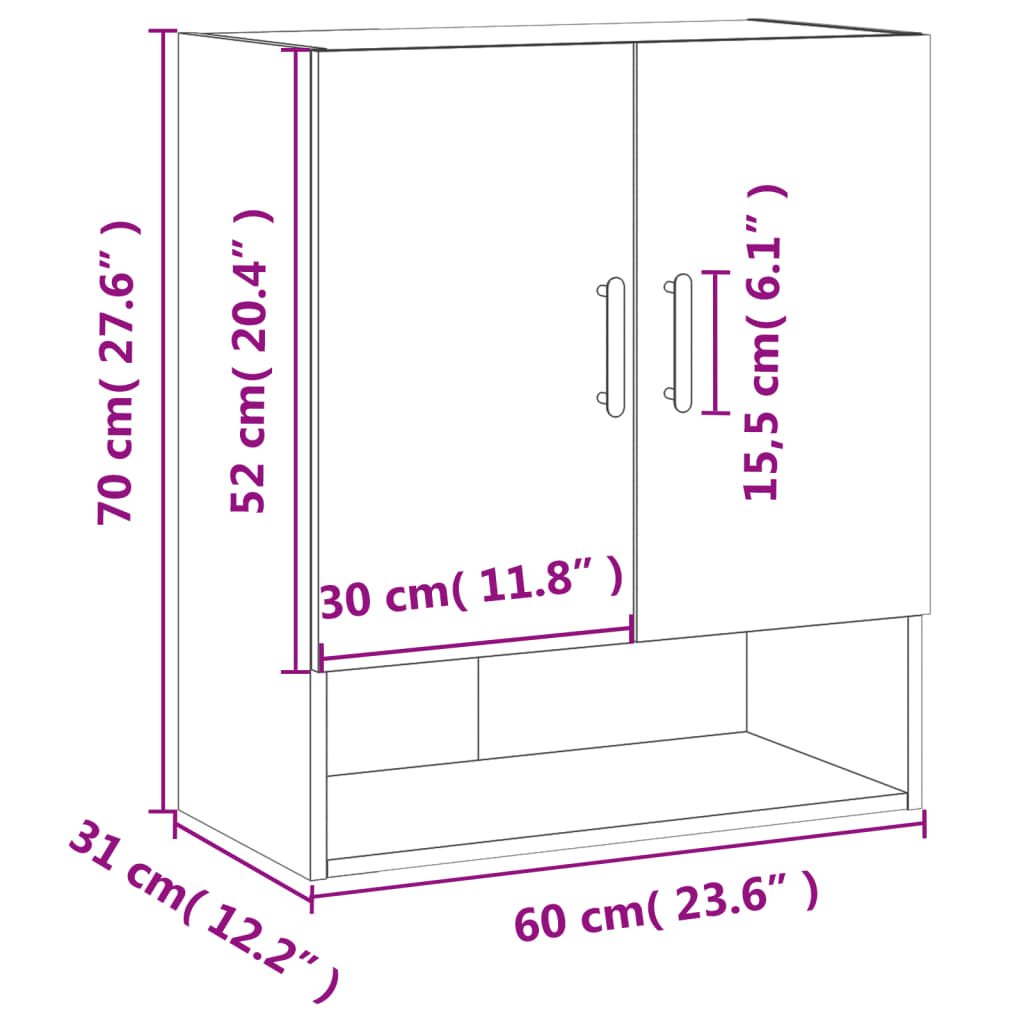Wall Cabinet 60X31X70 Cm Engineered Wood