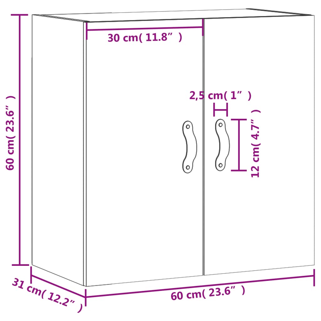 Wall Cabinet 60X31X60 Cm Engineered Wood