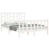Bed Frame without Mattress White Double Solid Wood Pine