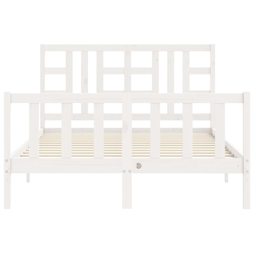 Bed Frame without Mattress White Double Solid Wood Pine