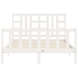 Bed Frame without Mattress White Double Solid Wood Pine