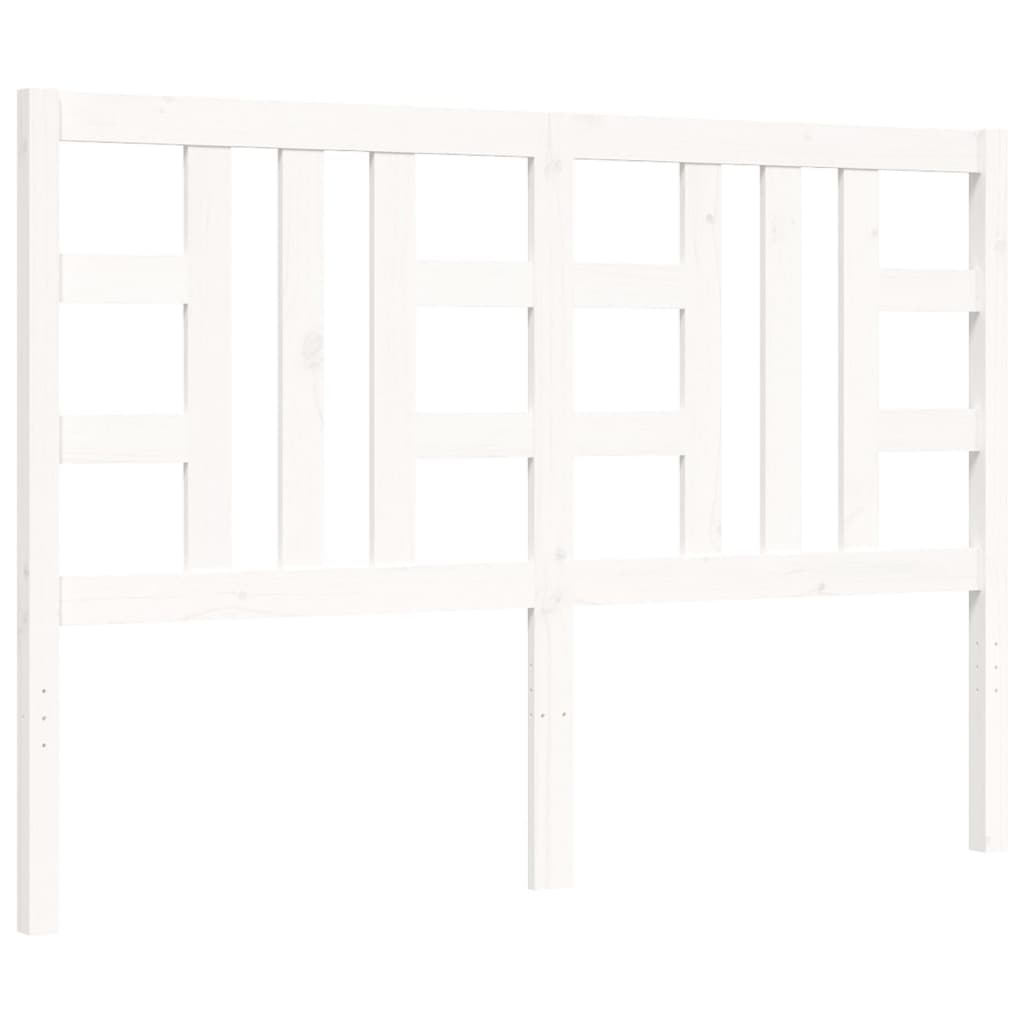 Bed Frame without Mattress White Double Solid Wood Pine