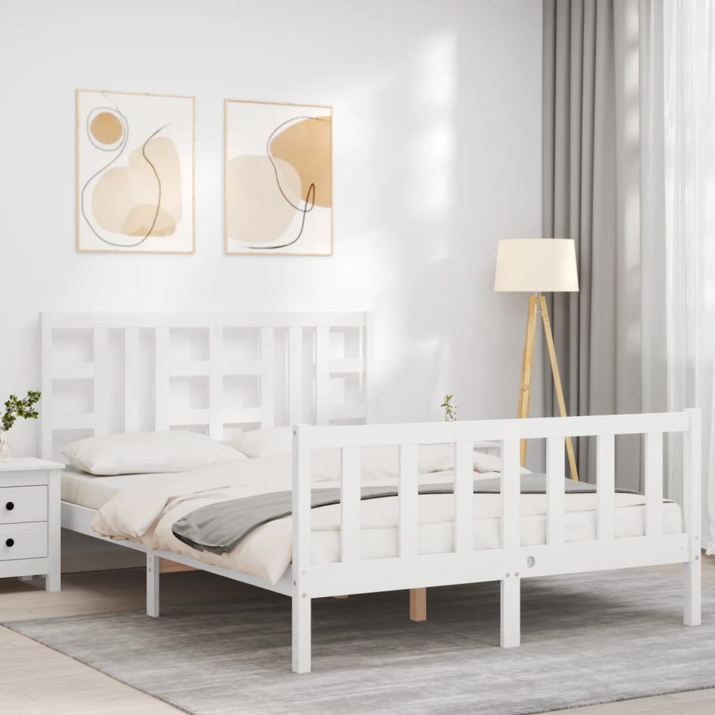Bed Frame without Mattress White 140x200 cm Solid Wood Pine
