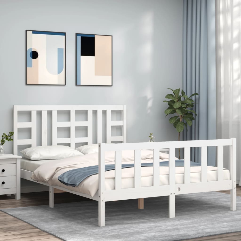 Bed Frame without Mattress White 140x200 cm Solid Wood Pine