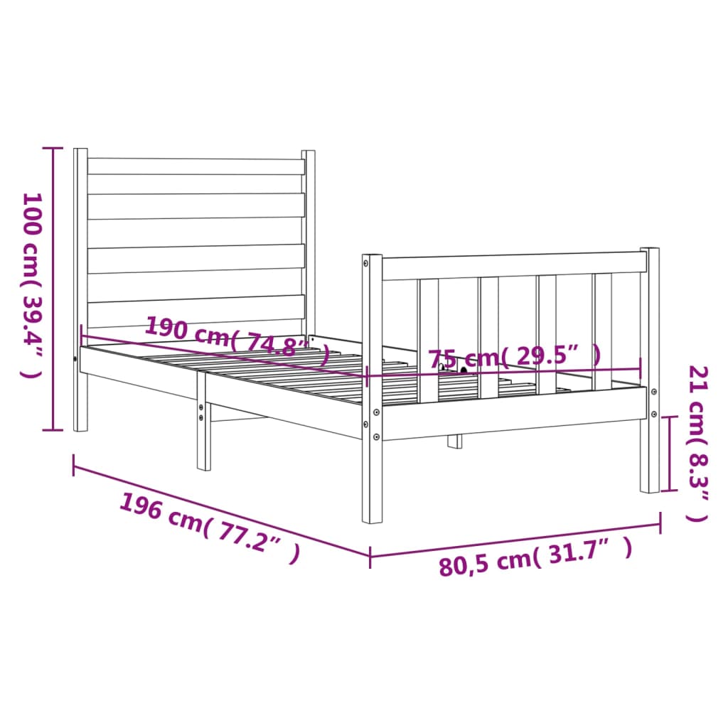 Bed Frame Without Mattress Small Single Solid Wood Pine