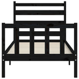Bed Frame without Mattress Black Small Single Solid Wood Pine