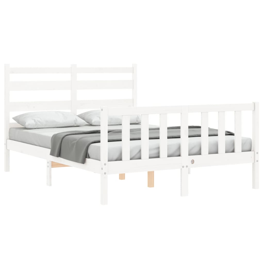 Bed Frame without Mattress White Small Double Solid Wood Pine