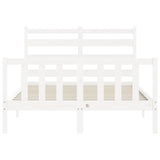 Bed Frame without Mattress White Small Double Solid Wood Pine