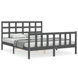 Bed Frame without Mattress Grey King Size Solid Wood Pine