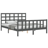 Bed Frame without Mattress Grey King Size Solid Wood Pine
