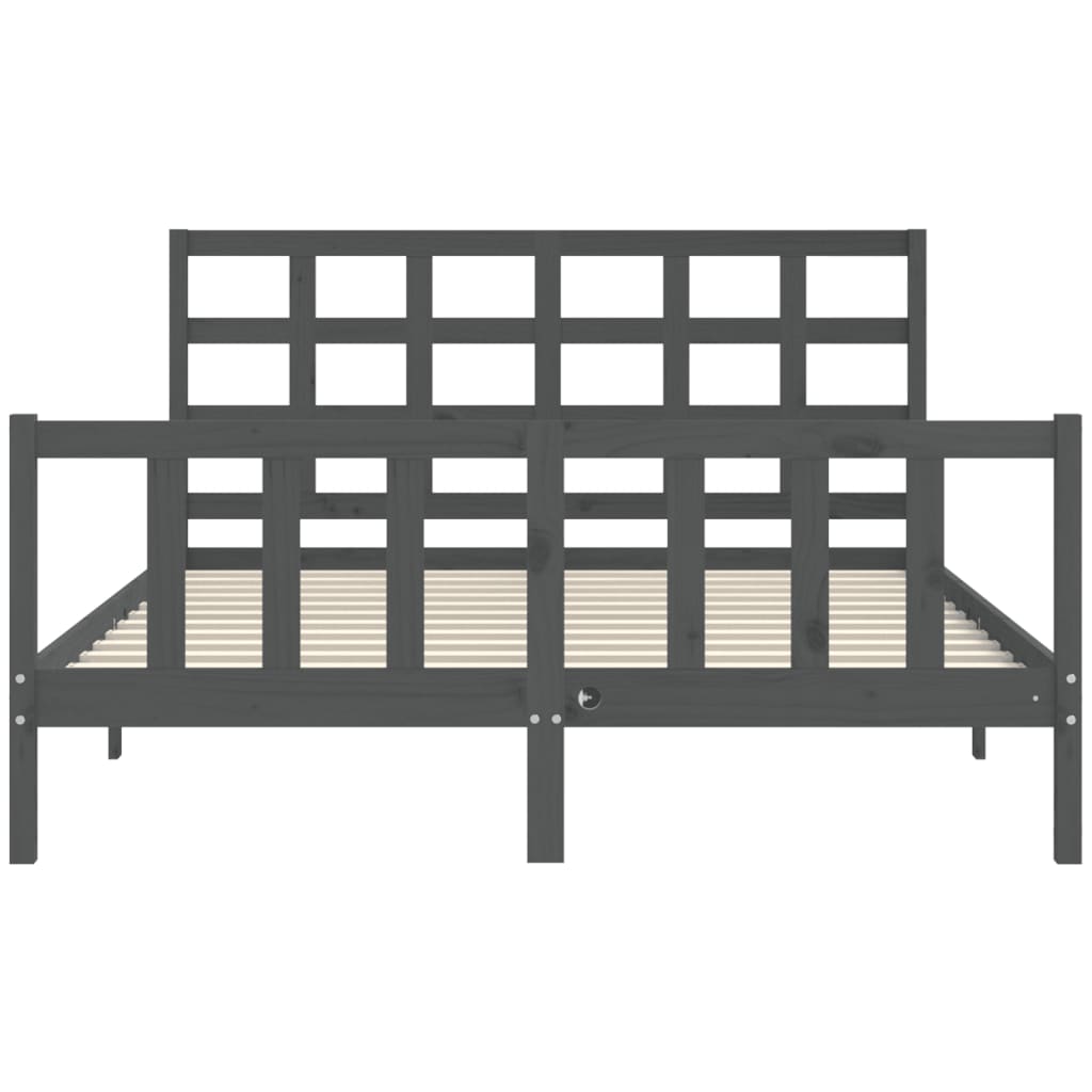Bed Frame without Mattress Grey King Size Solid Wood Pine