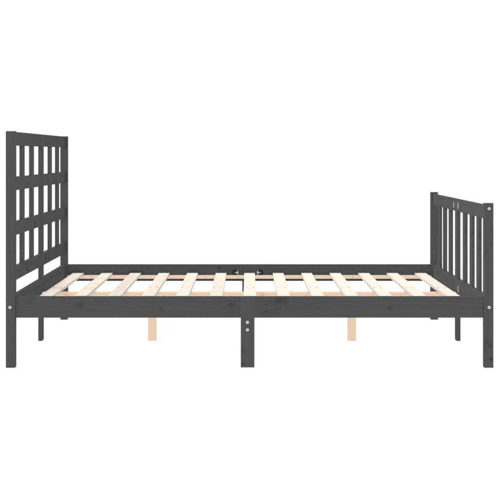 Bed Frame without Mattress Grey King Size Solid Wood Pine