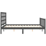 Bed Frame without Mattress Grey King Size Solid Wood Pine