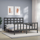 Bed Frame without Mattress Grey King Size Solid Wood Pine