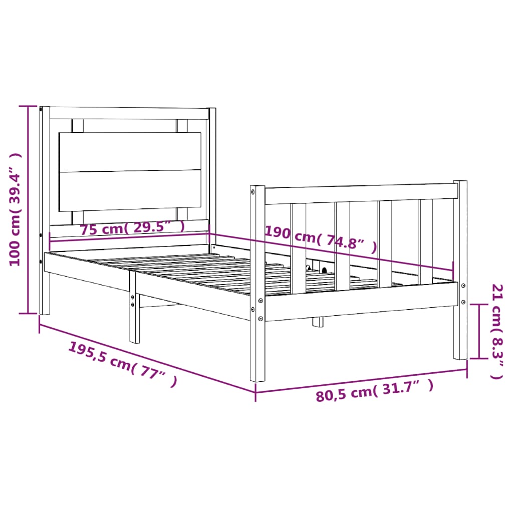 Bed Frame Without Mattress Small Single Solid Wood Pine