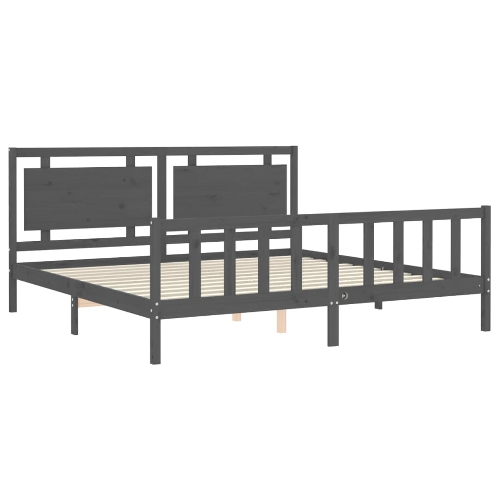 Bed Frame without Mattress Grey 200x200 cm Solid Wood Pine