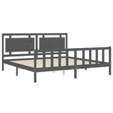 Bed Frame without Mattress Grey 200x200 cm Solid Wood Pine