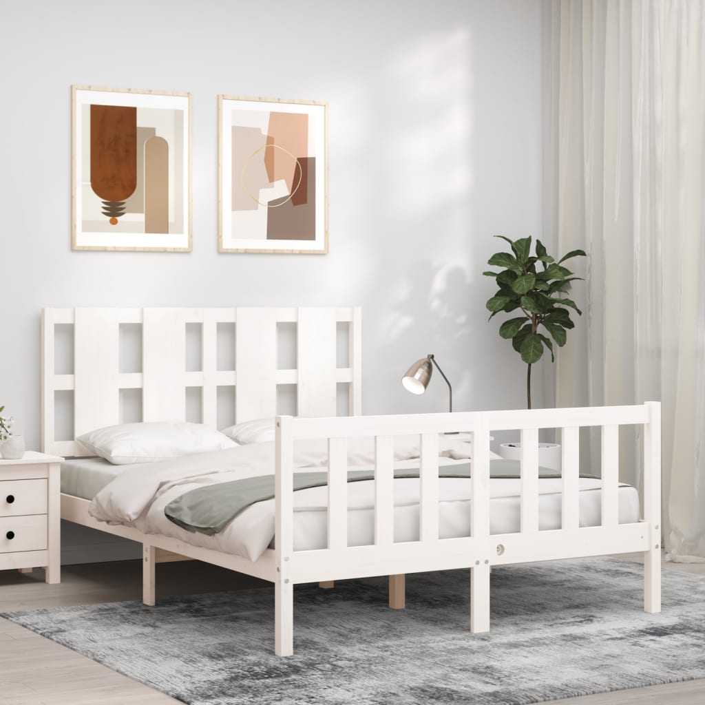 Bed Frame without Mattress White 140x200 cm Solid Wood Pine