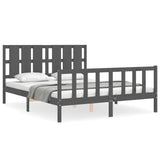 Bed Frame without Mattress Grey King Size Solid Wood Pine