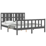 Bed Frame without Mattress Grey King Size Solid Wood Pine
