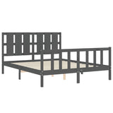 Bed Frame without Mattress Grey King Size Solid Wood Pine