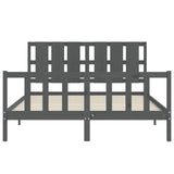 Bed Frame without Mattress Grey King Size Solid Wood Pine