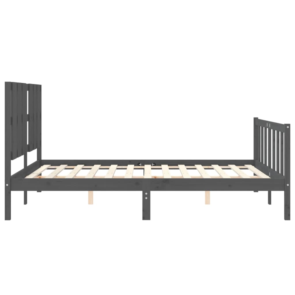 Bed Frame without Mattress Grey King Size Solid Wood Pine