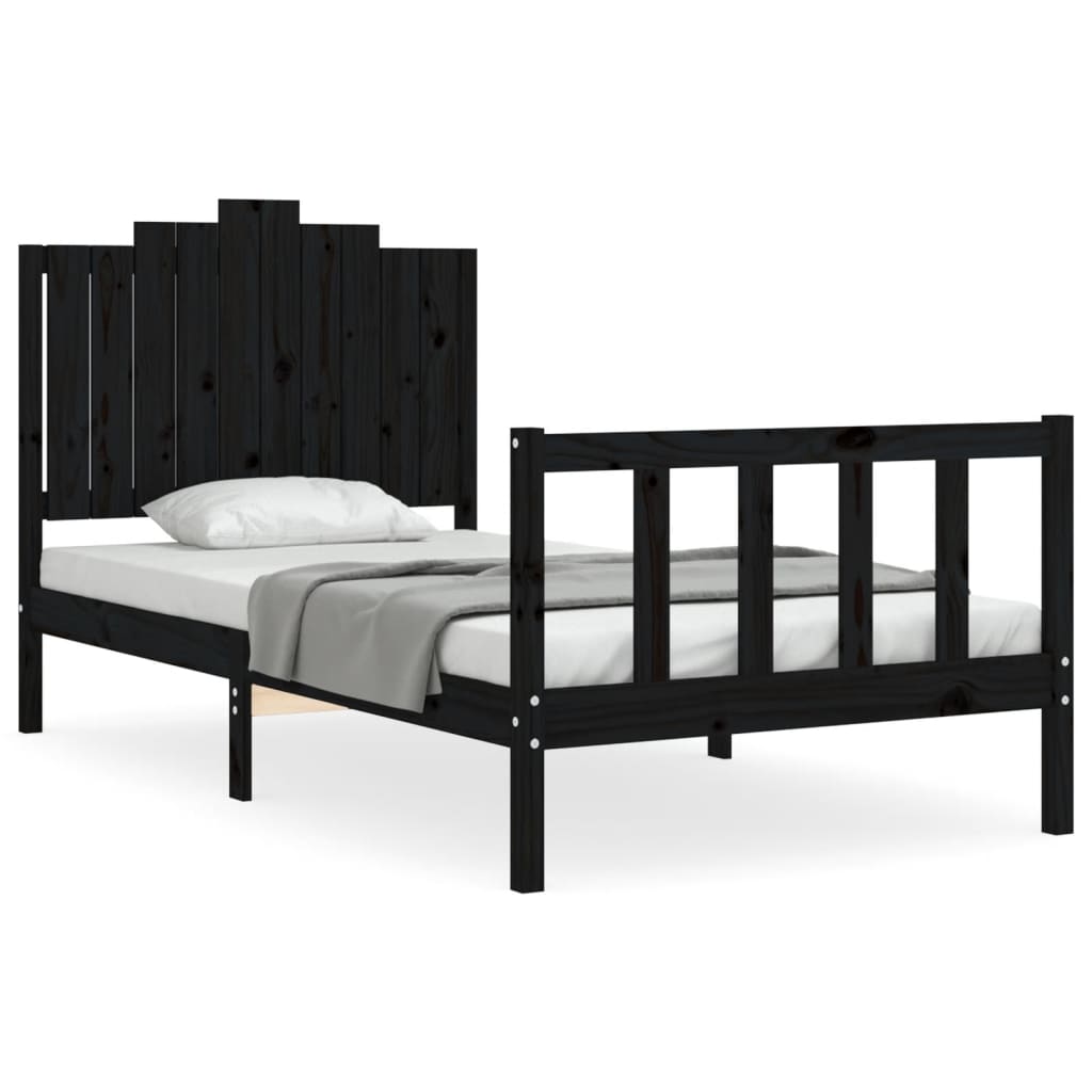 Bed Frame without Mattress Black 100x200 cm Solid Wood Pine