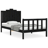 Bed Frame without Mattress Black 100x200 cm Solid Wood Pine